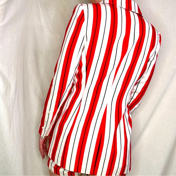 Zang Toi Red and White Striped Blazer and Short Set, Cashmere, NWOT, fits size 0 - Picture 6 of 14